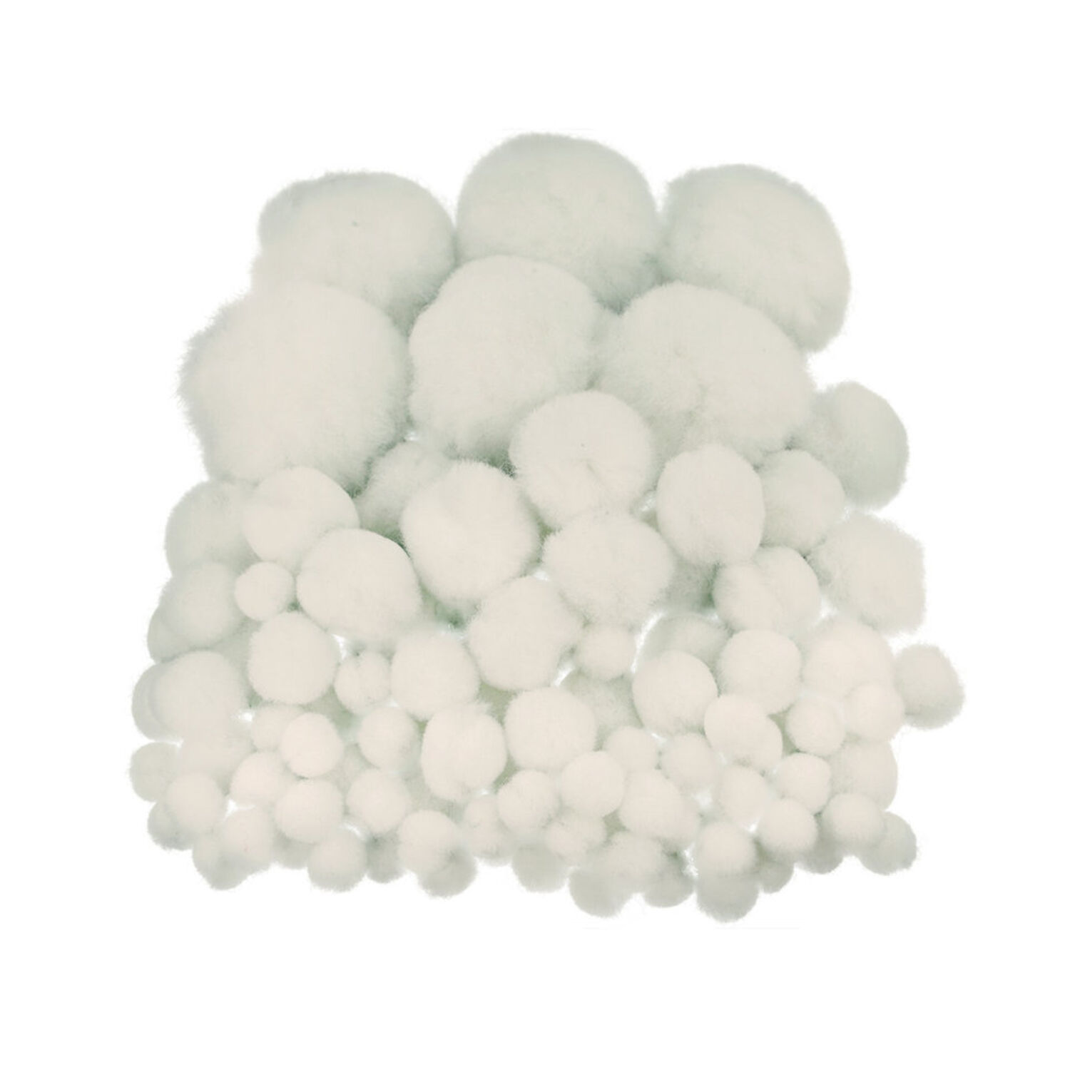 Pompons im Beutel, 100 Stk., 10-45mm, Wei�