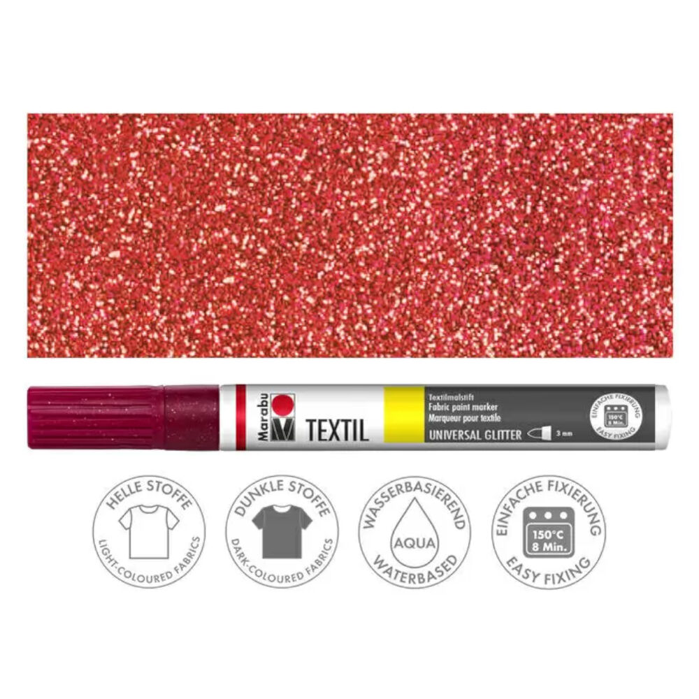 Marabu Textil Painter GLITTER, Glitter-Rot