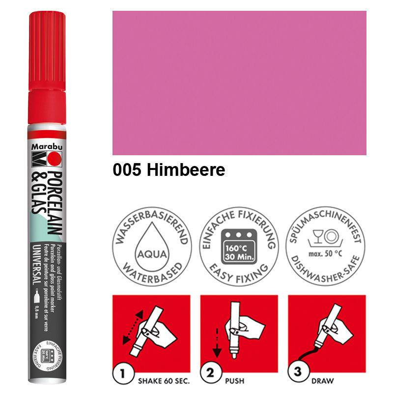 SALE Marabu Porzellan & Glas Stift, 0,8mm, Himbeere