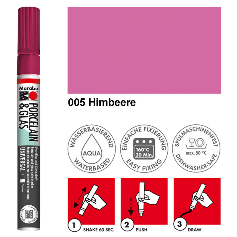 SALE Marabu Porzellan & Glas Stift, 2-4mm, Himbeere