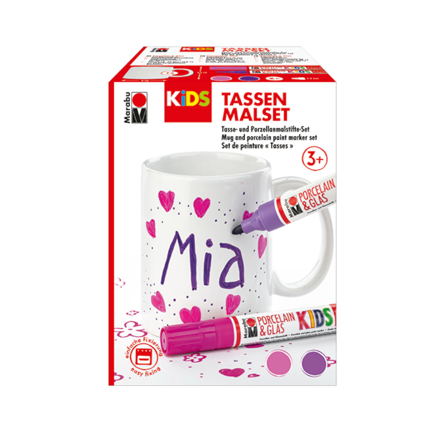 NEU Marabu KiDS Porcelain & Glas Painter, Tassen-Set, himbeere-violett