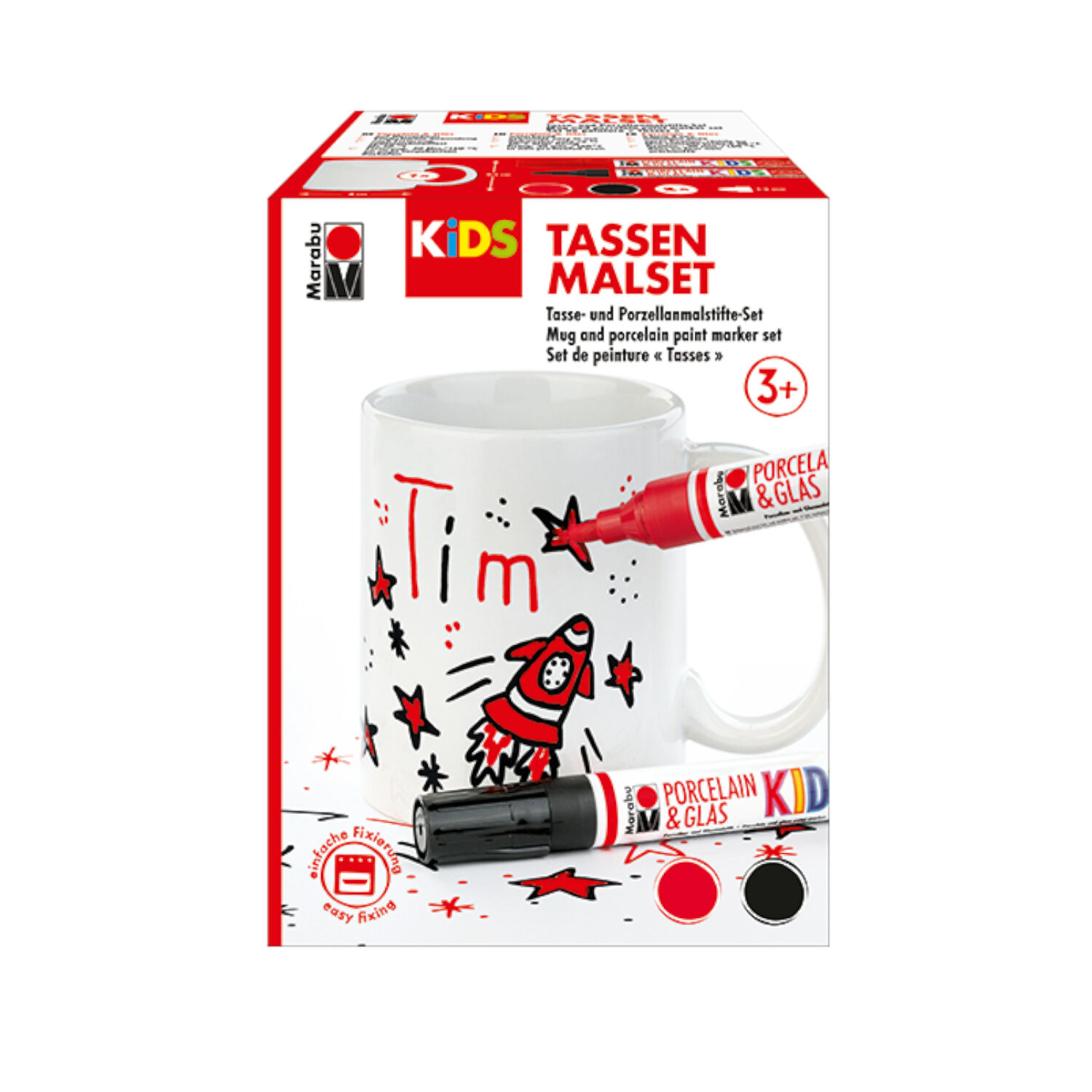 NEU Marabu KiDS Porcelain & Glas Painter, Tassen-Set, kirschrot-schwarz