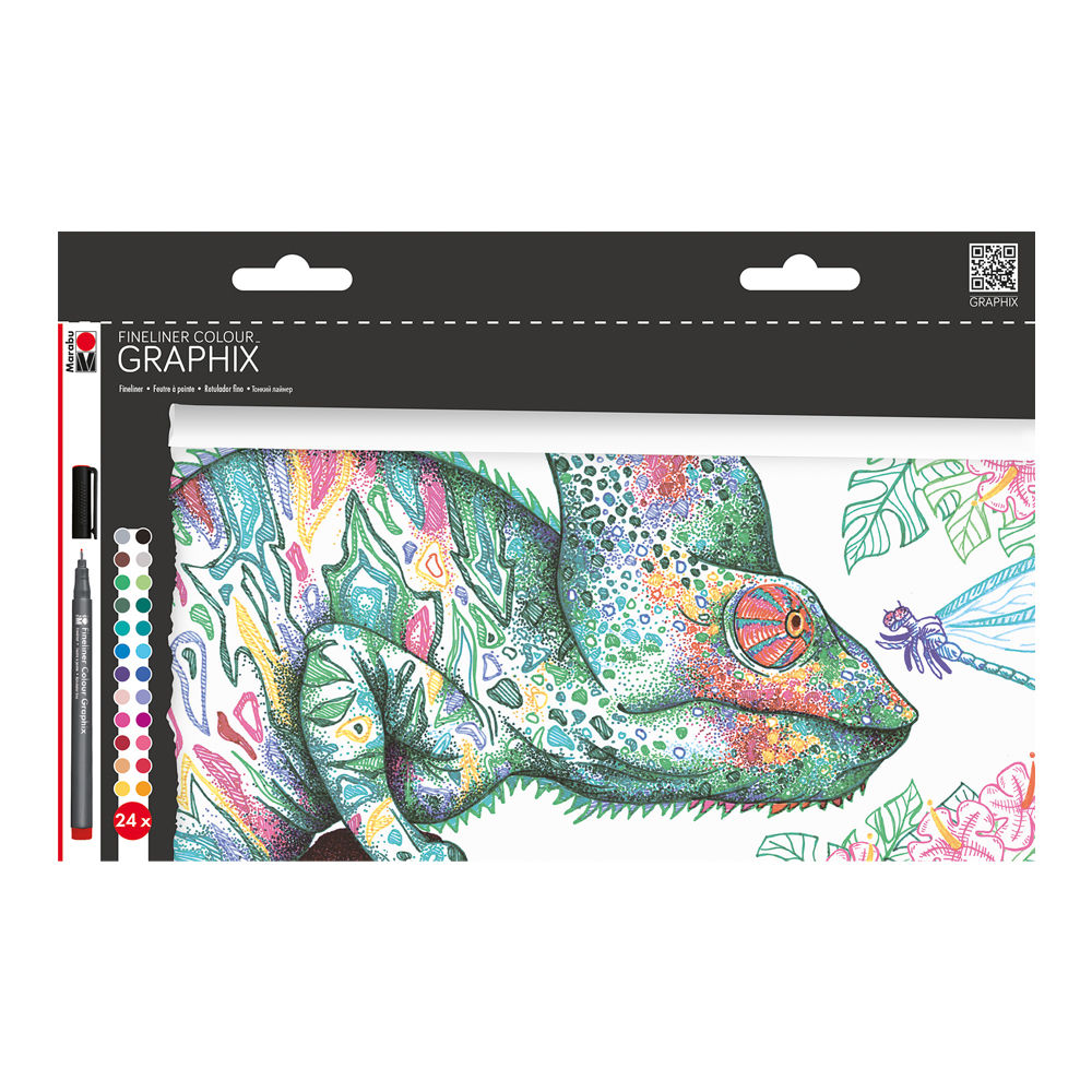 SALE Marabu Fineliner Graphix Set, Hypnotize, 24 Stifte