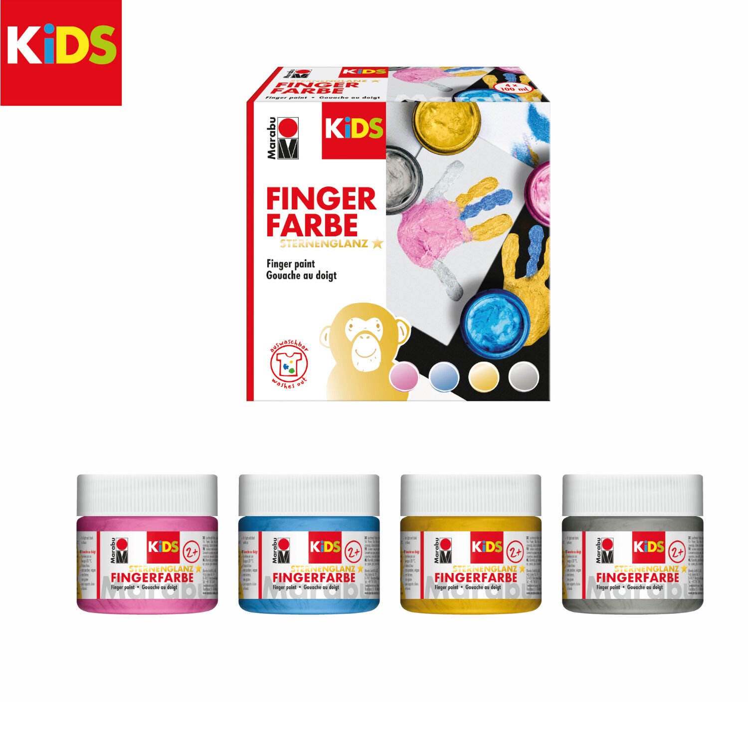 NEU Marabu KiDS Fingerfarbe-Set STERNENGLANZ, 4 x 100 ml Bild 2