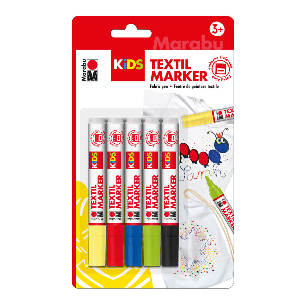 Marabu Kids Textilmarker Set, 3mm, 5 teilig