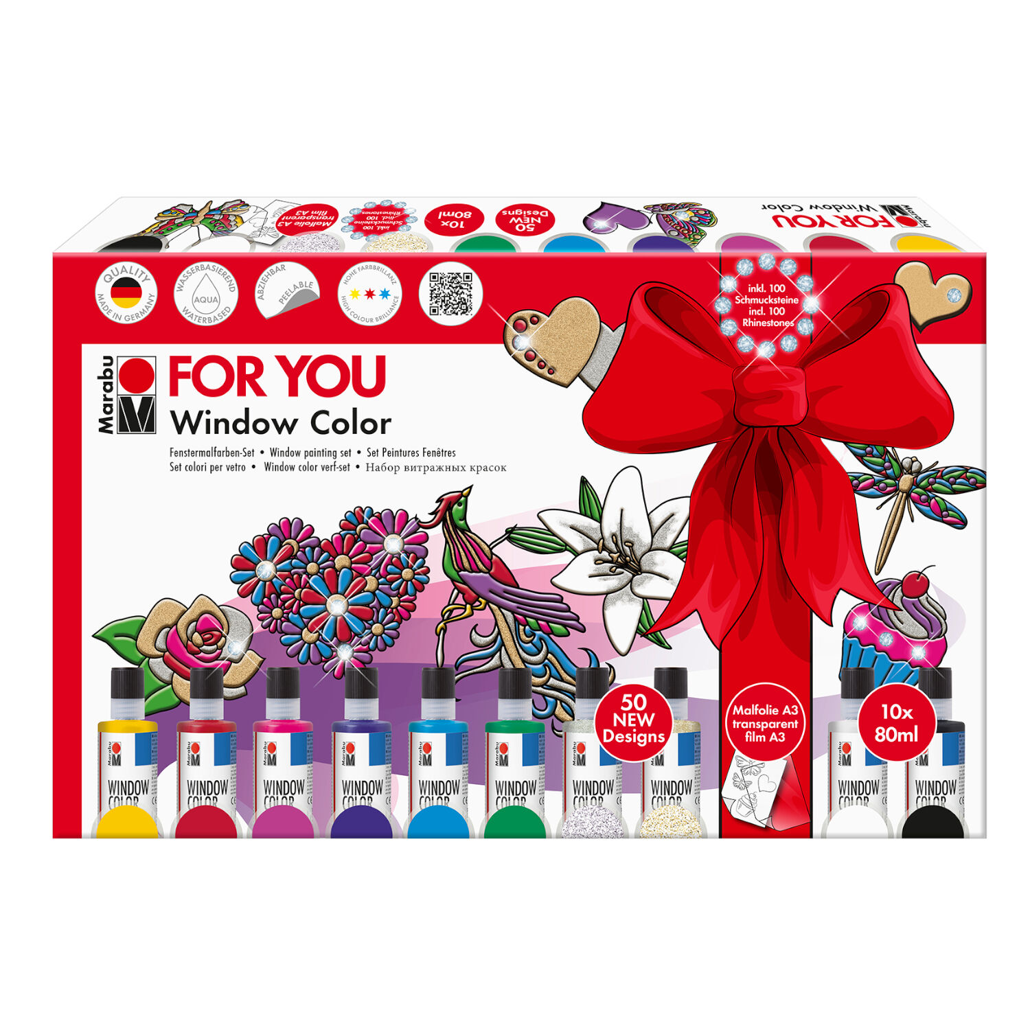 NEU Marabu Window Color fun & fancy Set, For You, 10 x 80 ml