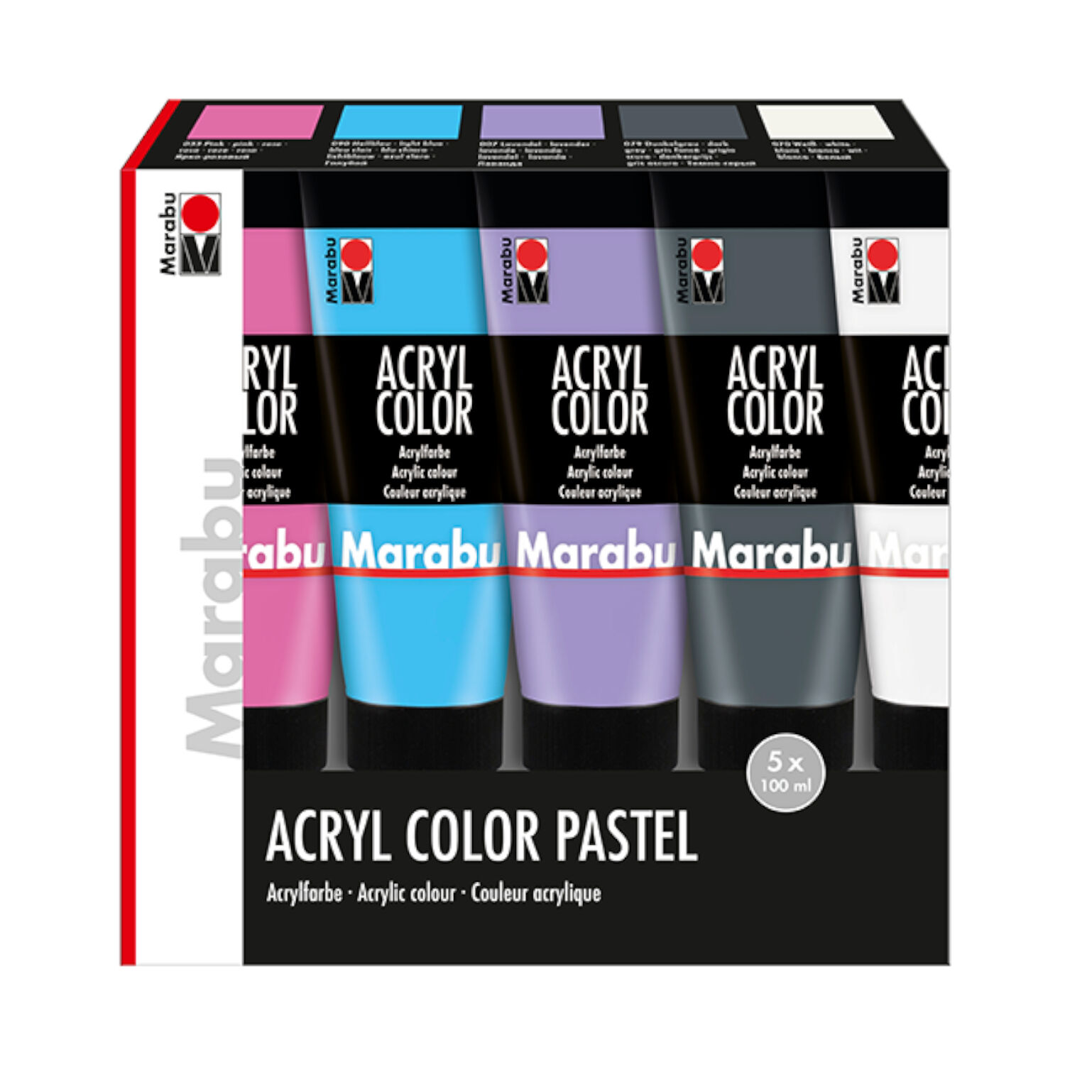 NEU Marabu Acryl Color Set PASTEL, 5 x 100 ml