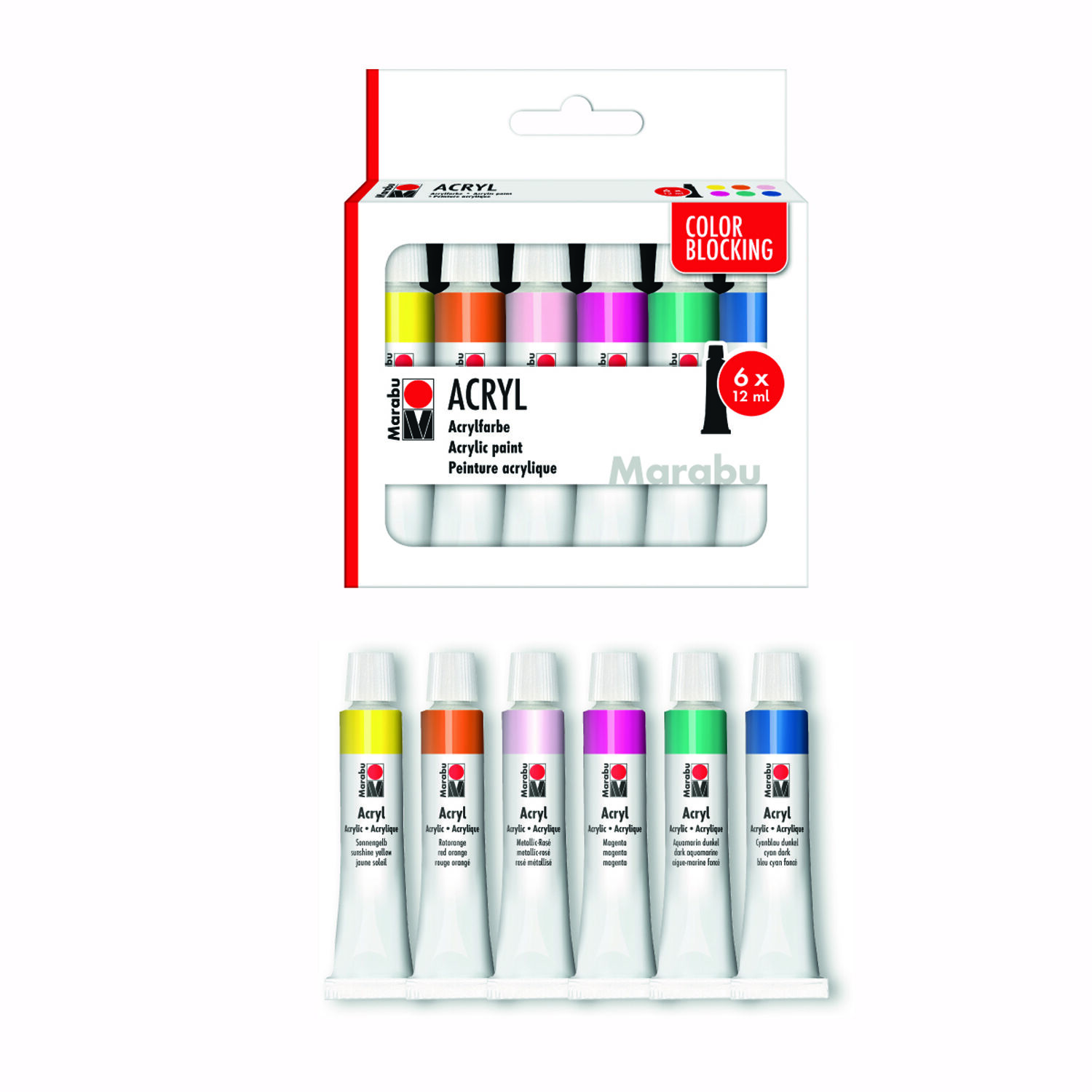 NEU Marabu Acrylfarbenset Color Blocking, 6 x 12 ml