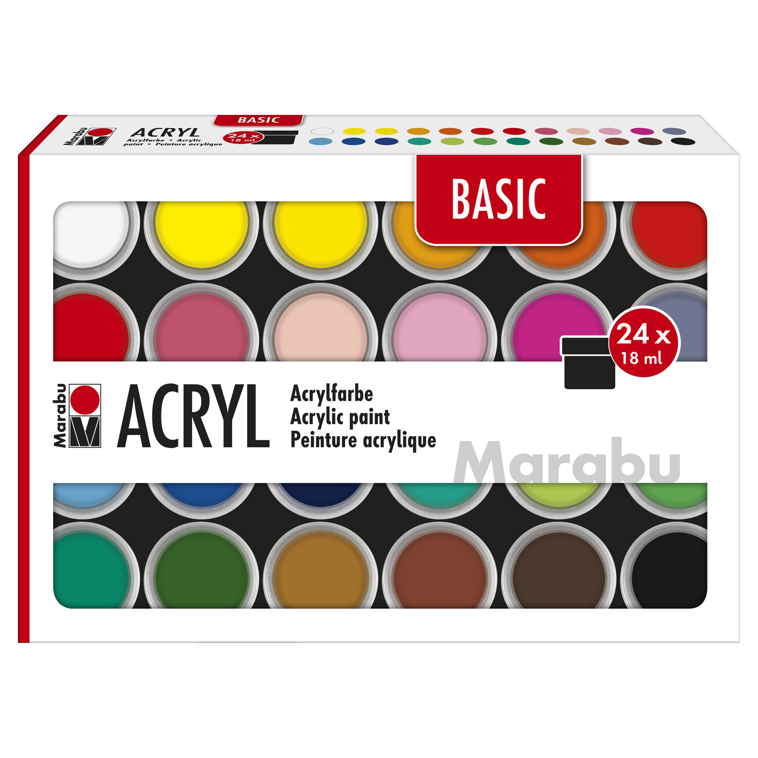 NEU Marabu Acrylfarbenset Basic, 24 x 18 ml