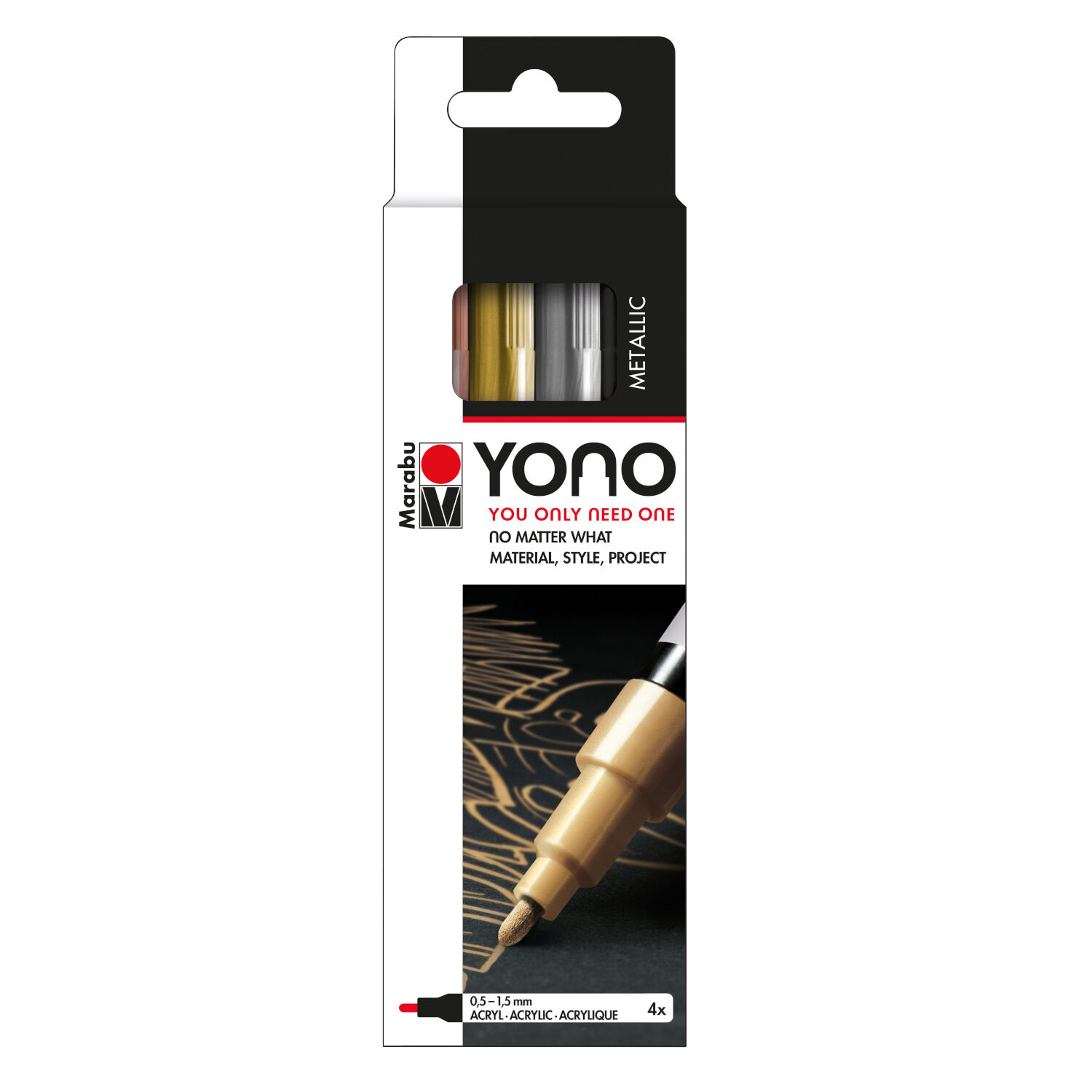 NEU Marabu YONO Marker-Set METAL, 4 x 0,5-1,5 mm