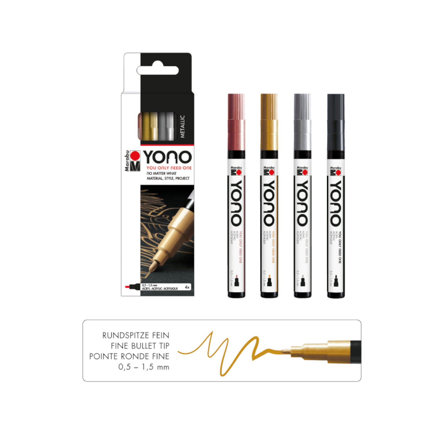 NEU Marabu YONO Marker-Set METAL, 4 x 0,5-1,5 mm Bild 2