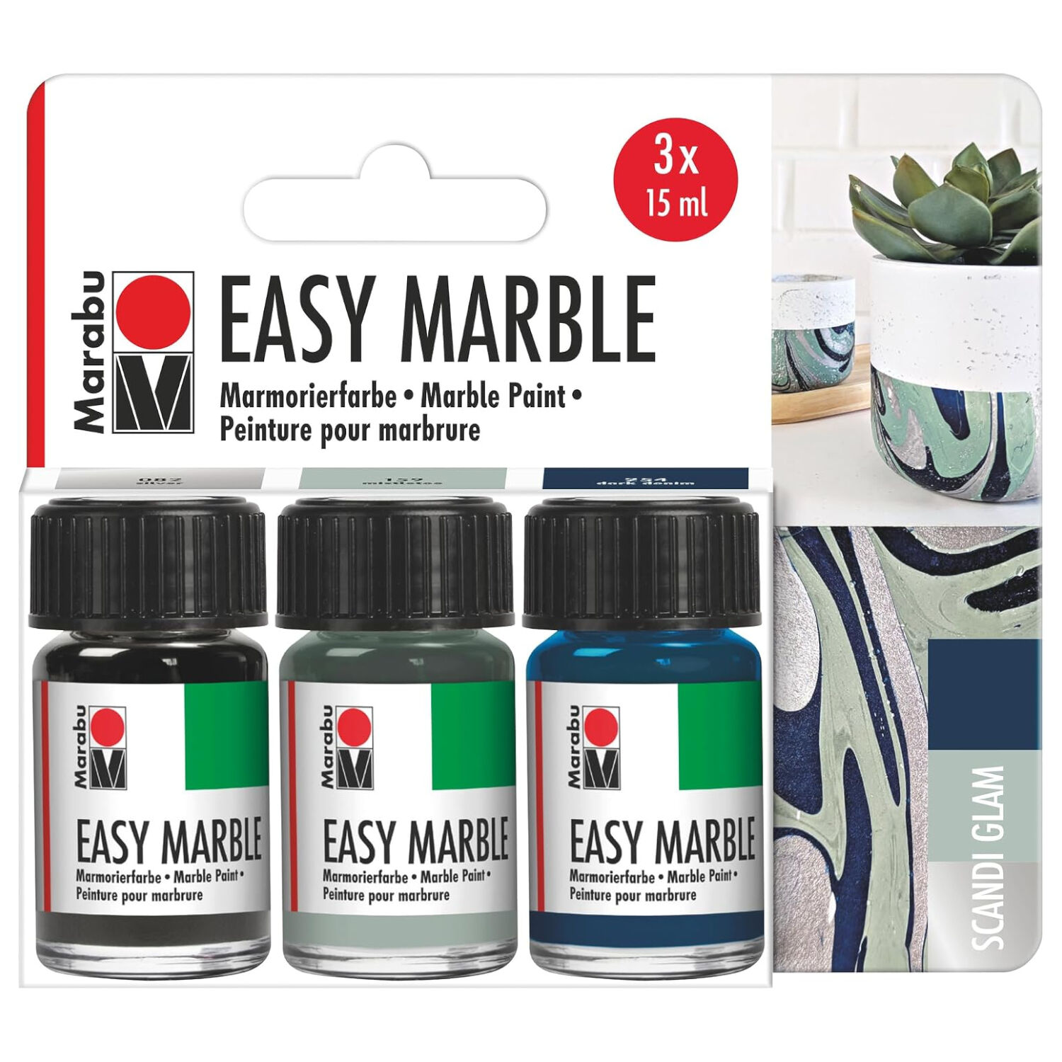 Marabu Easy Marble Set Scandi Glam, 3x 15ml