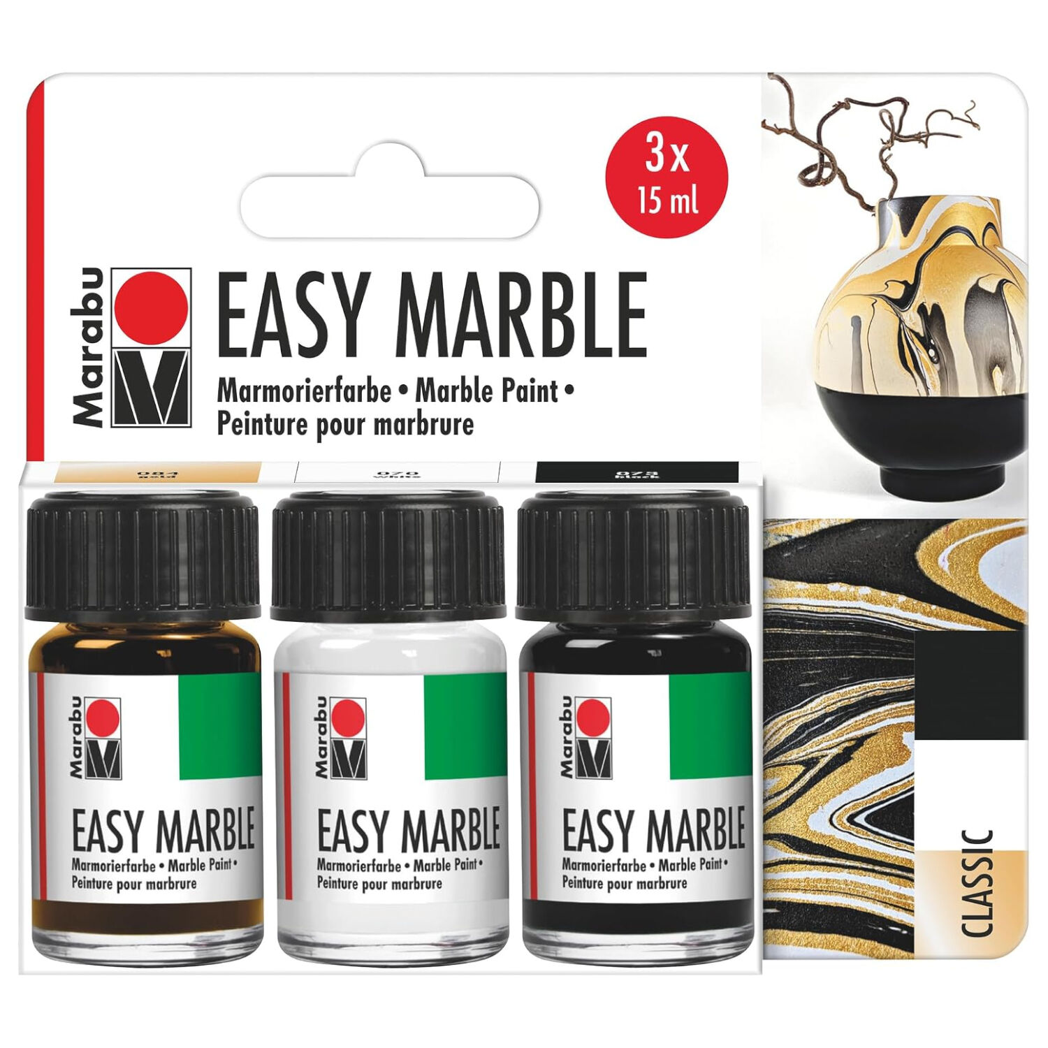 Marabu Easy Marble Set Classic, 3x 15ml
