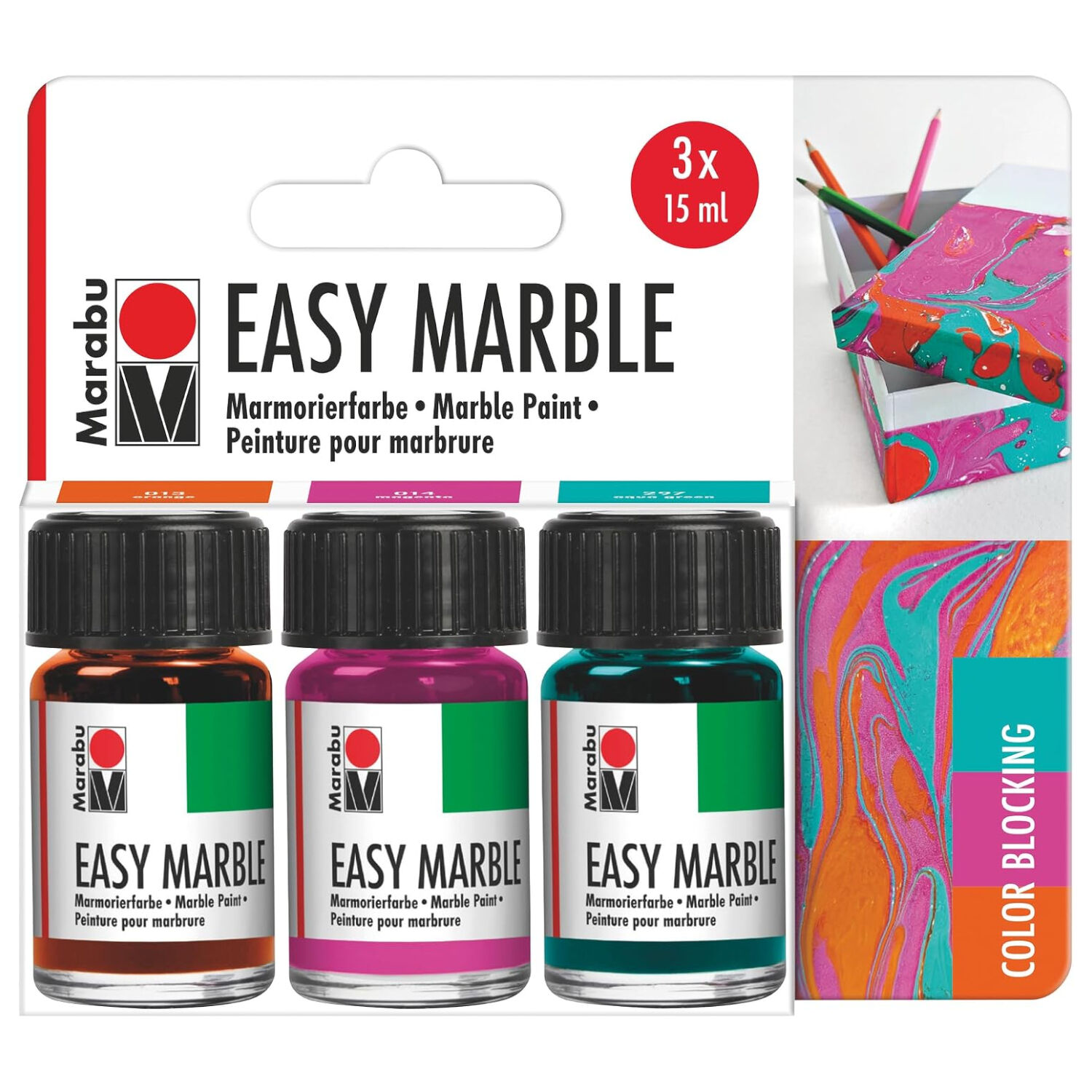 Marabu Easy Marble Set Color Blocking, 3x 15ml