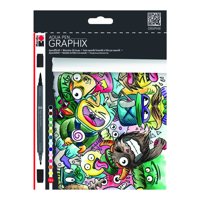 Marabu Aqua Pen Graphix 12er Set MEGA MASH