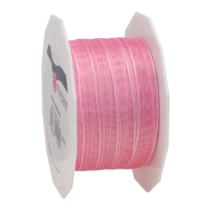 1m Organzaband mit Perlen weiß pink Hochzeit Schmuckband 10mm 