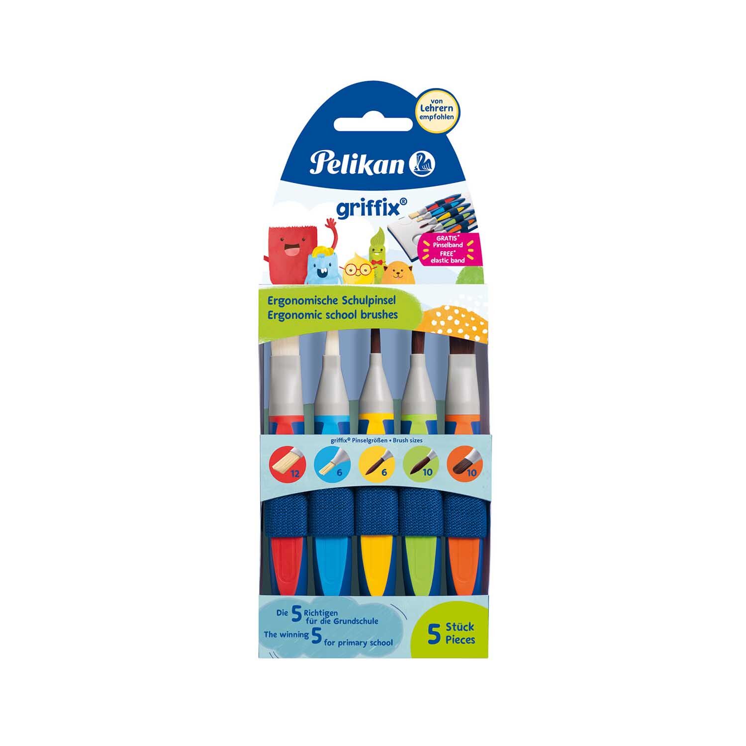 NEU Pelikan Griffix Pinselset mit Pinselband, 5er Set