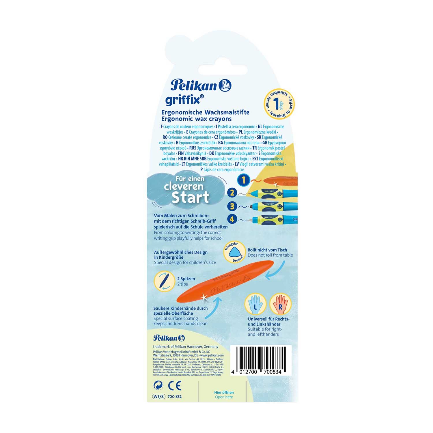 SALE Pelikan Griffix Wachsmaler in Dreikantform, wasserfest, 8 Farben Bild 2