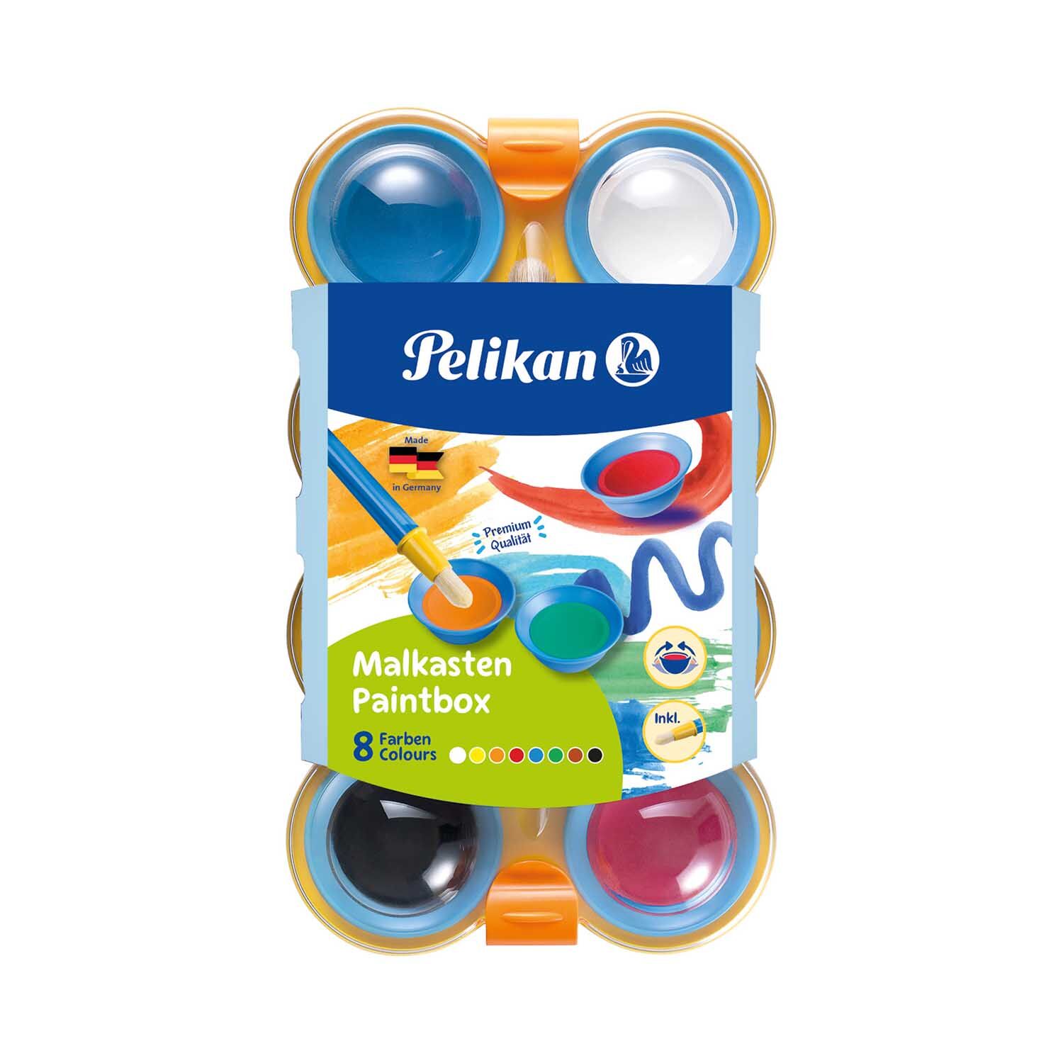 NEU Pelikan Wasserfarbkasten / Deckfarbkasten inkl. 1 Pinsel, 8 Farben -  Schreibwaren & Schulbedarf Papiere & Co. Produkte 