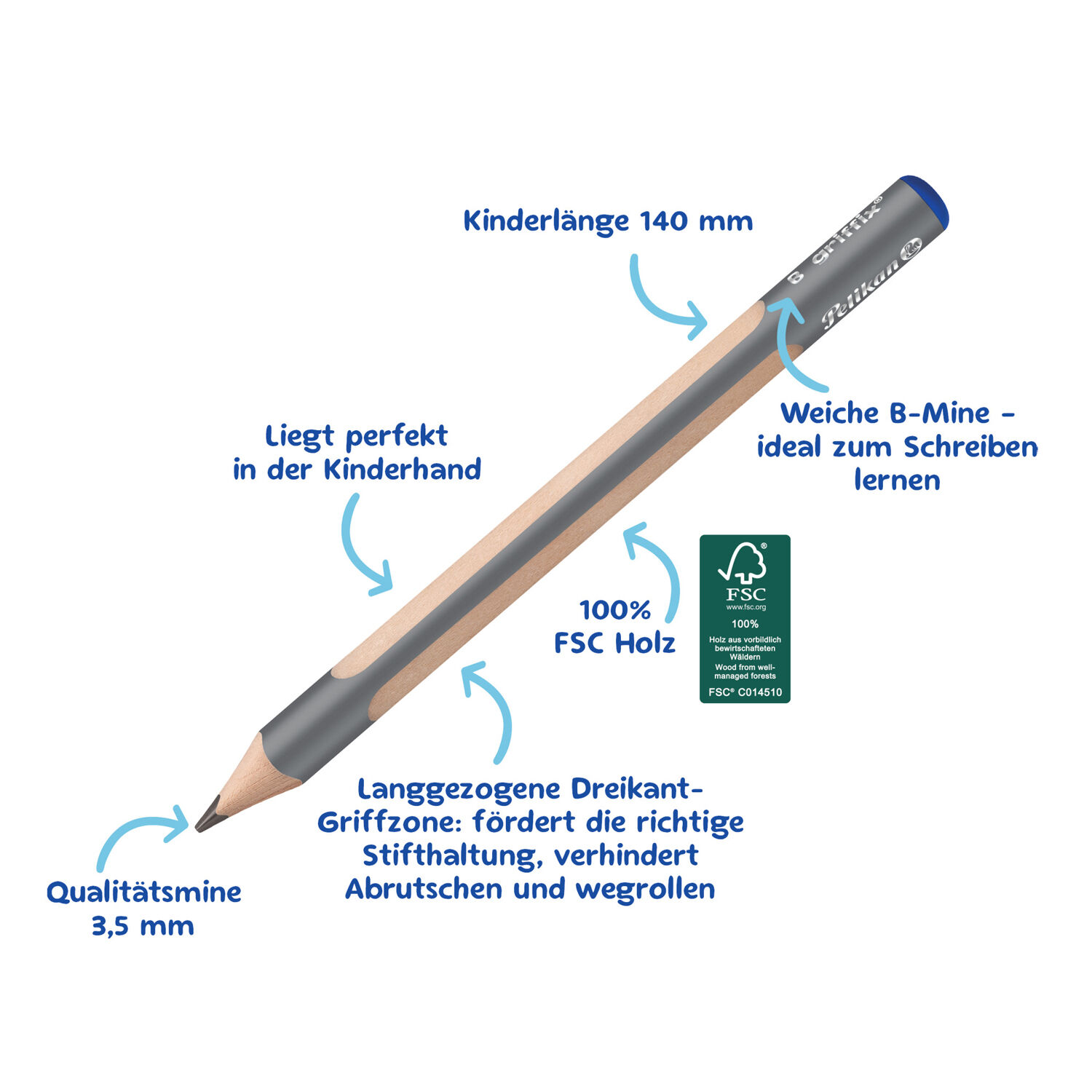 NEU Pelikan Griffix Ergonomische Bleistifte, 2 Stck, Strke B Bild 4