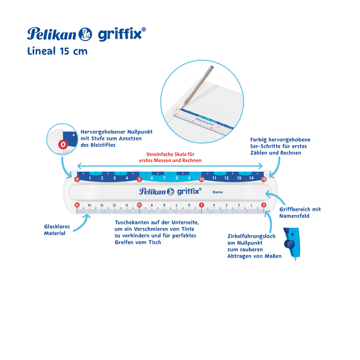 NEU Pelikan Griffix Lineal, 15 cm Bild 3