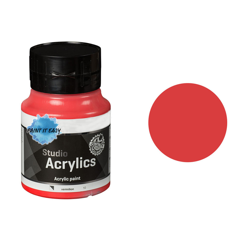 PAINT IT EASY Studio Acrylfarbe, Akademie Qualitt, 500 ml, Zinnoberrot