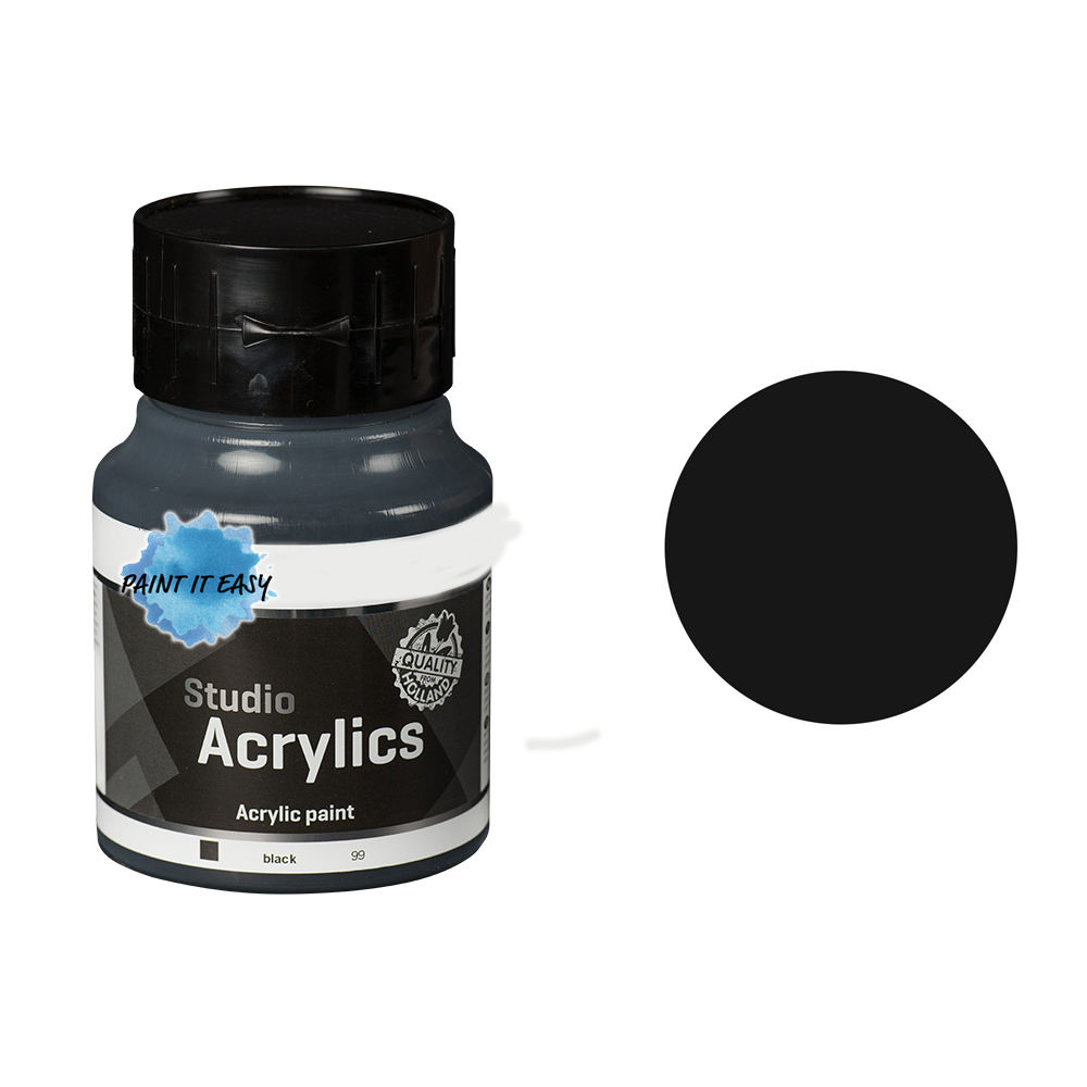 PAINT IT EASY Studio Acrylfarbe, Akademie Qualitt, 1000 ml, Schwarz