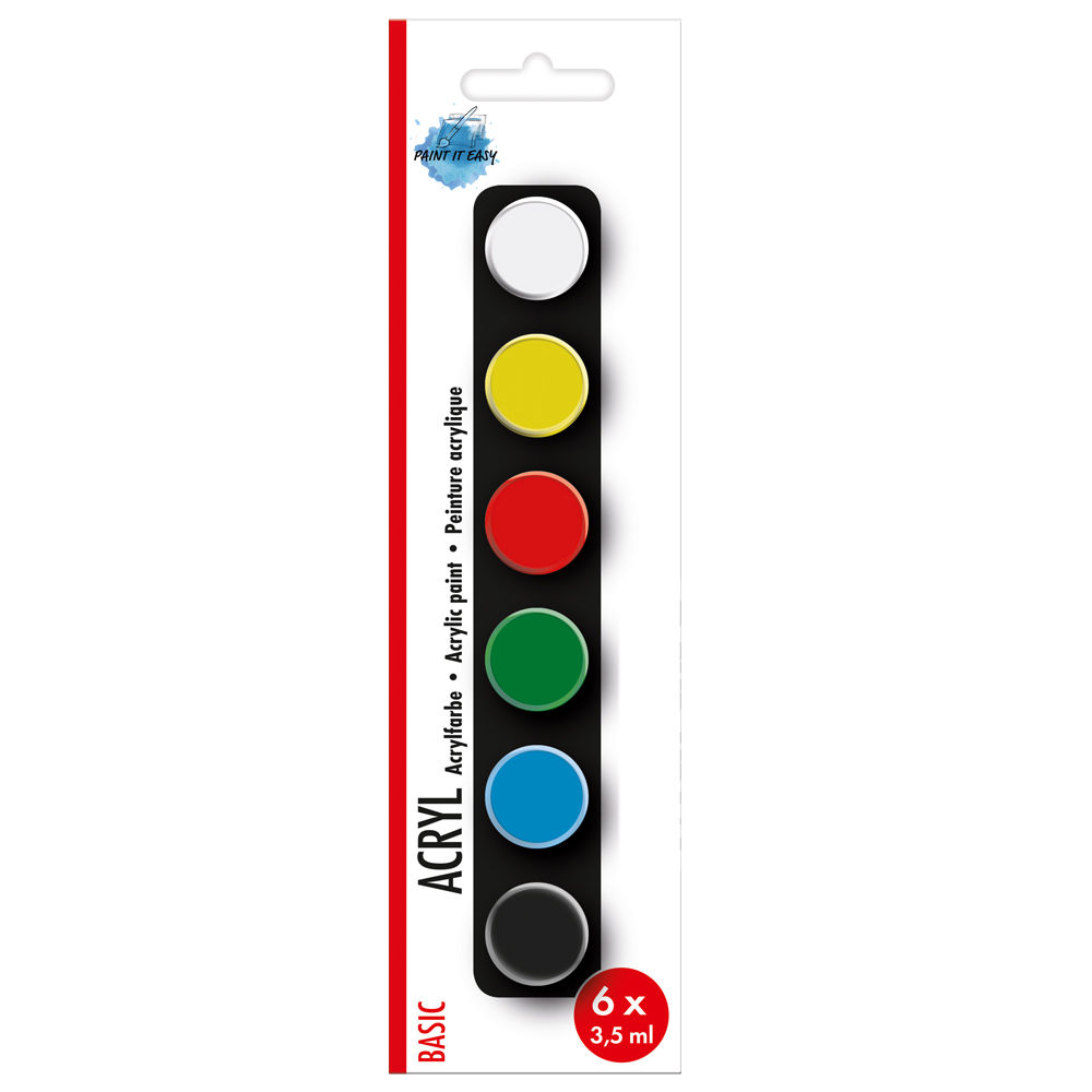 Paint it Easy Acrylfarben-Set BASIC, 6 x 3,5ml