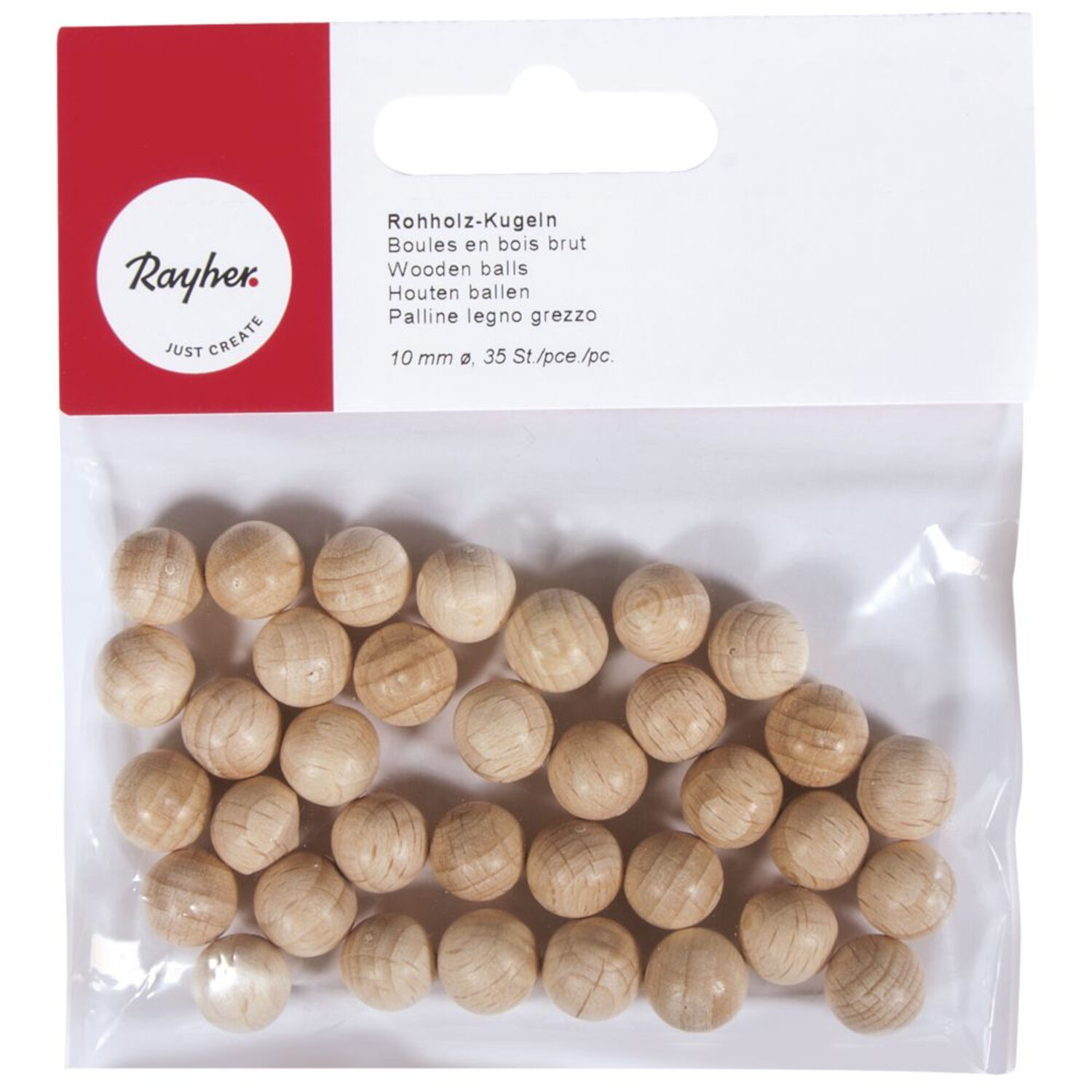 Rayher Rohholz-Kugeln, 35 Stck, 10 mm , ungebohrt