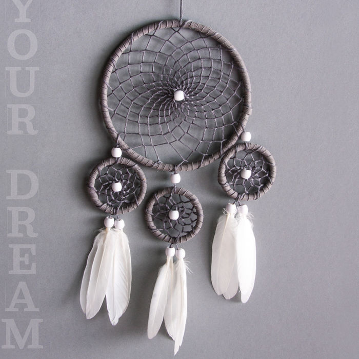 SALE DIY Traumfnger, Wei/Grau, 17x33cm