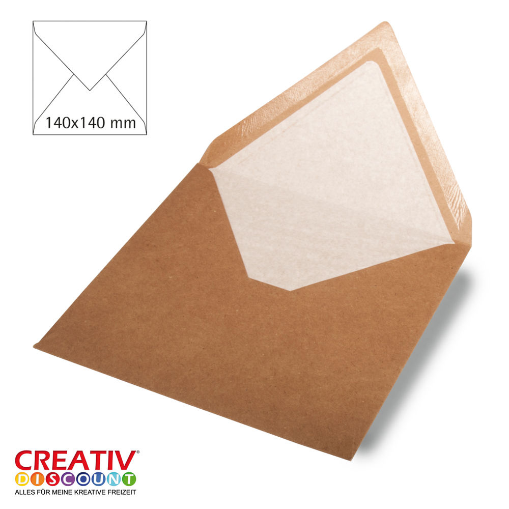 SALE Kuvert quadratisch 14x14cm 5 Stck Kraftpapier