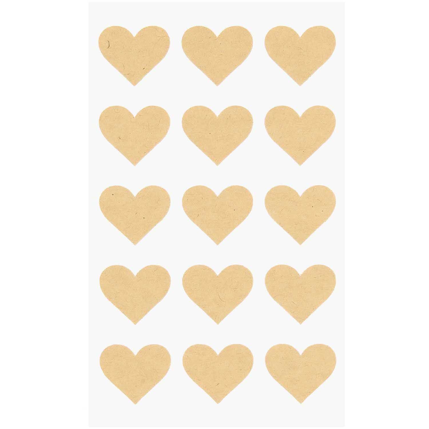 NEU Kraftpapier Sticker Herzen, 4 Blatt