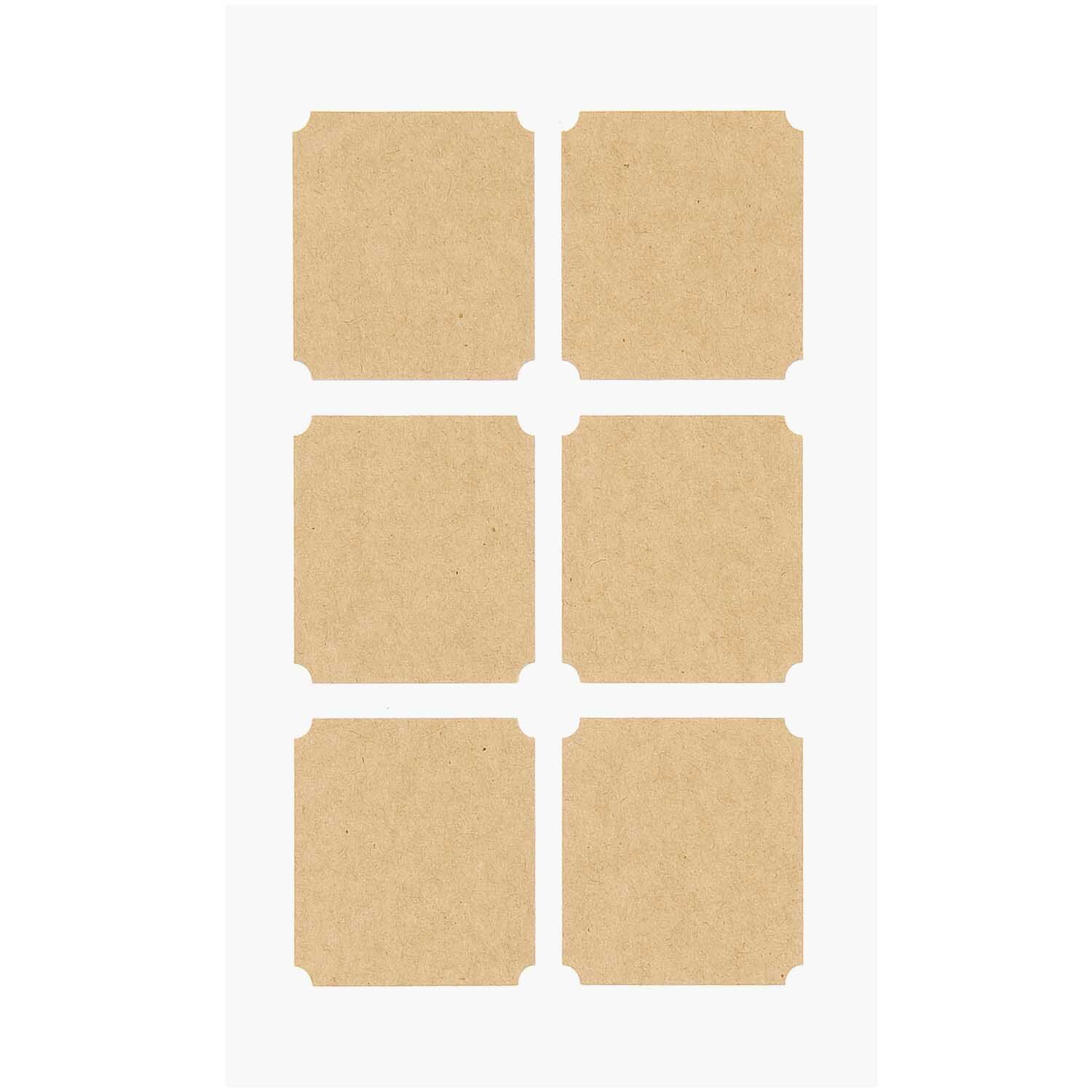 NEU Kraftpapier Sticker Etiketten, eckig, 4 Blatt