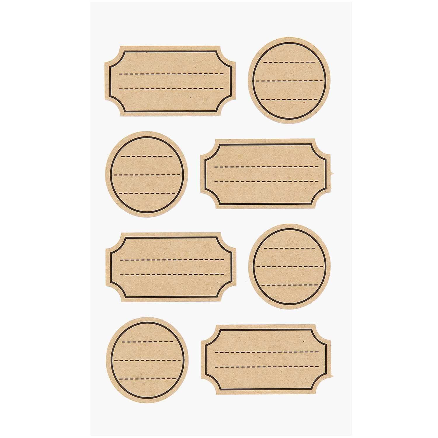 NEU Kraftpapier Sticker Etiketten, bedruckt, 4 Blatt