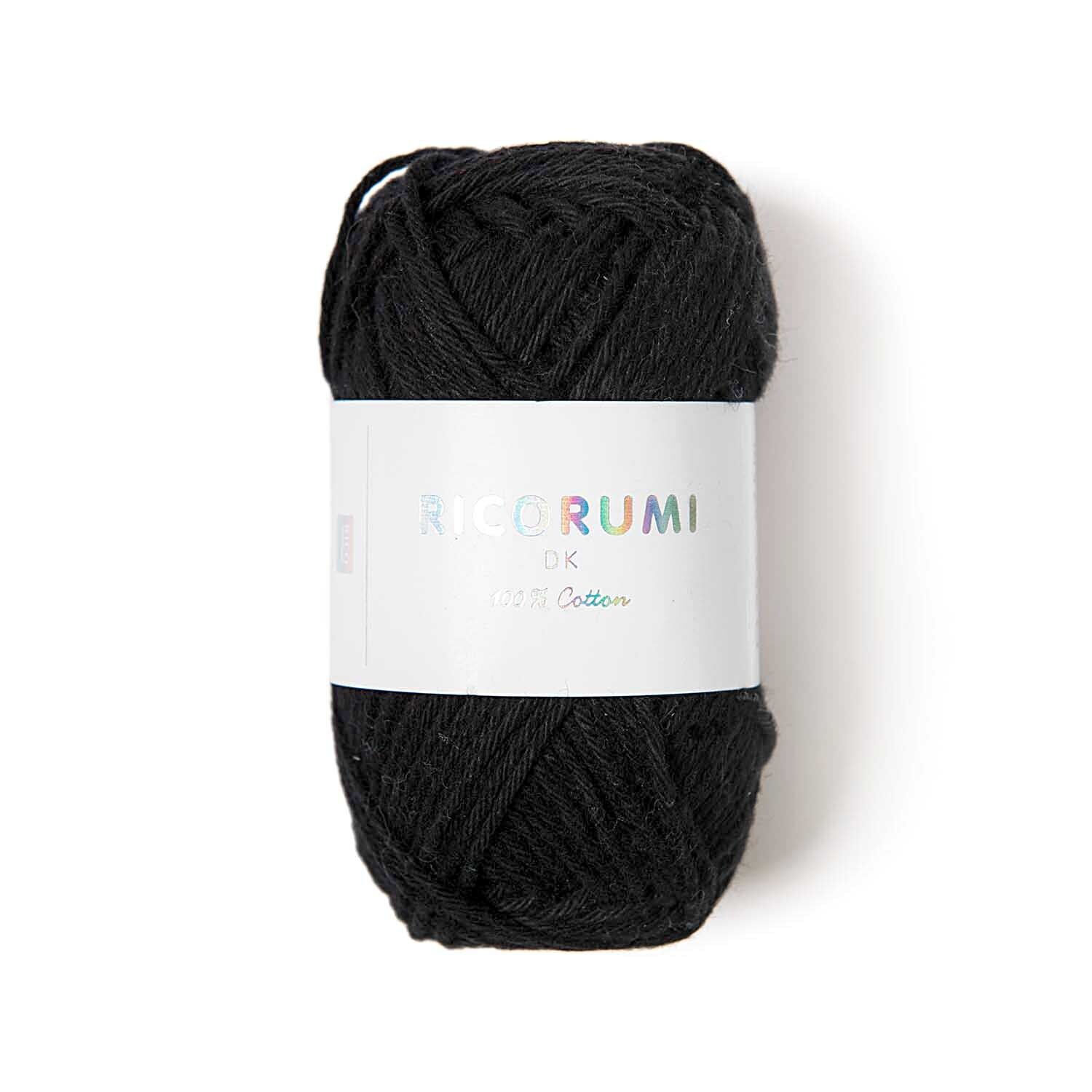Ricorumi dk Hkelgarn, 100% Baumwolle, 25 g, Schwarz