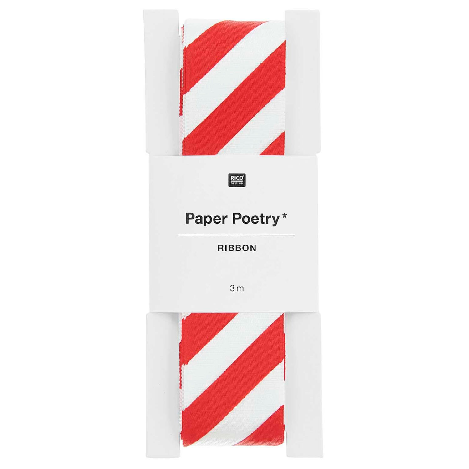 Satinband Streifen, 100% Polyester, Rot-Wei�, 25 mm x 3 m