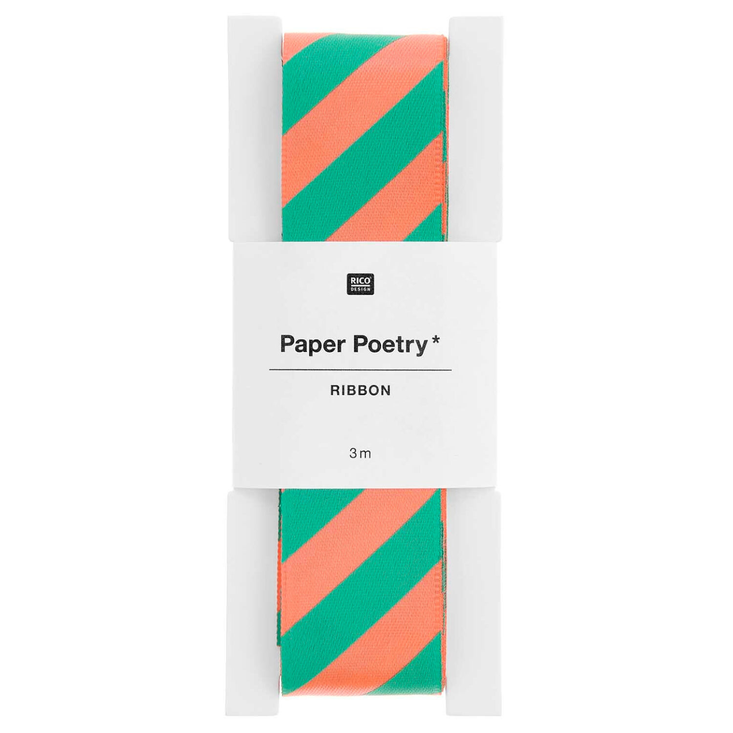 Satinband Streifen, 100% Polyester, Neon Rot-T�rkis, 25 mm x 3 m