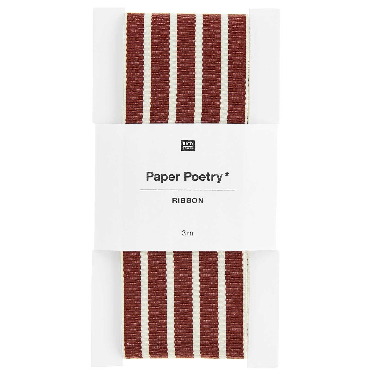 Webband Streifen, 100% Polyester, Bordeaux-Creme, 38 mm x 3 m