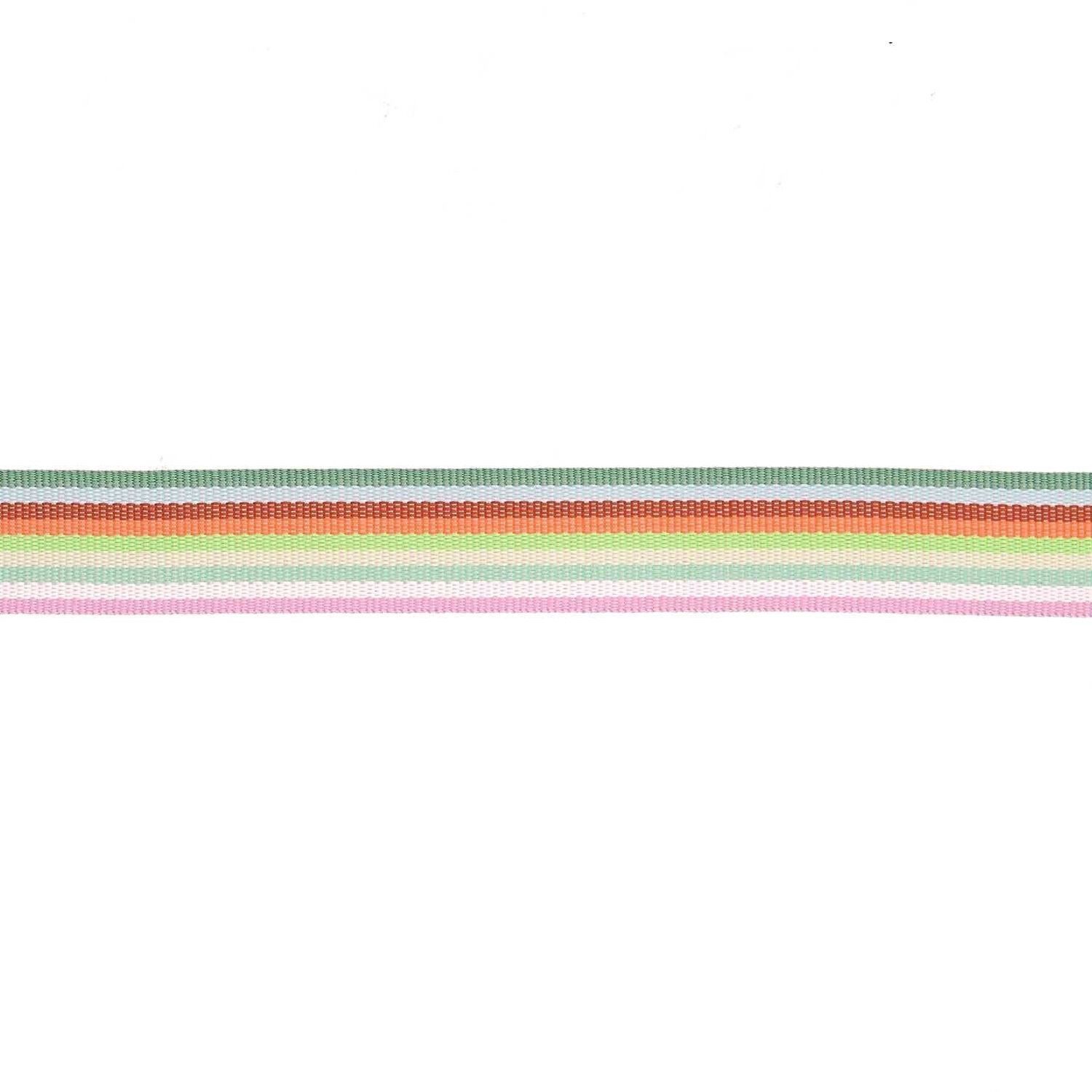 Webband Multi Streifen, 100% Polyester, Pink-Grn-Gelb-Rot-Blau, 20 mm x 3 m Bild 2