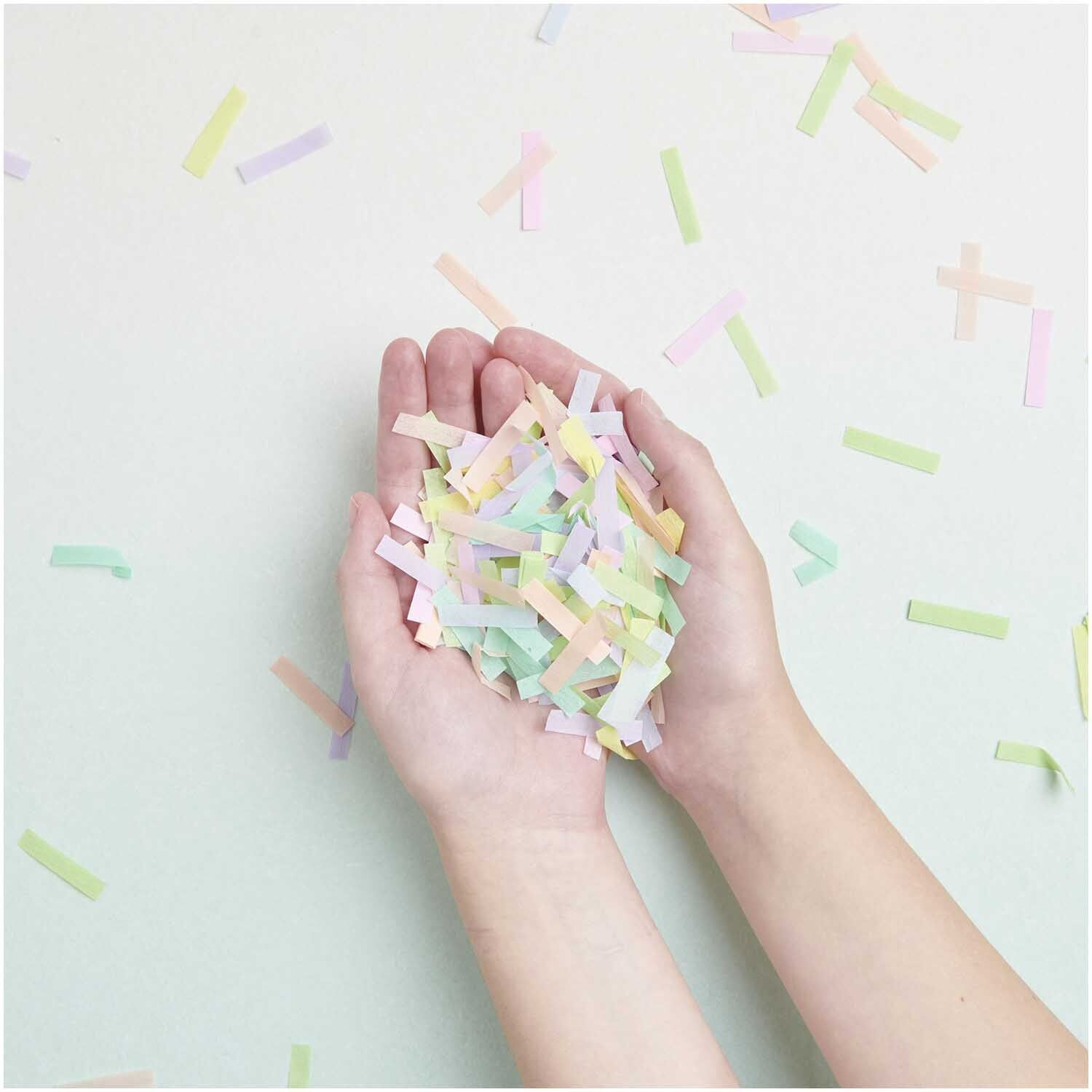 Krepp-Konfetti Streifen, Regenbogen Pastell Mix, 15 g Bild 3