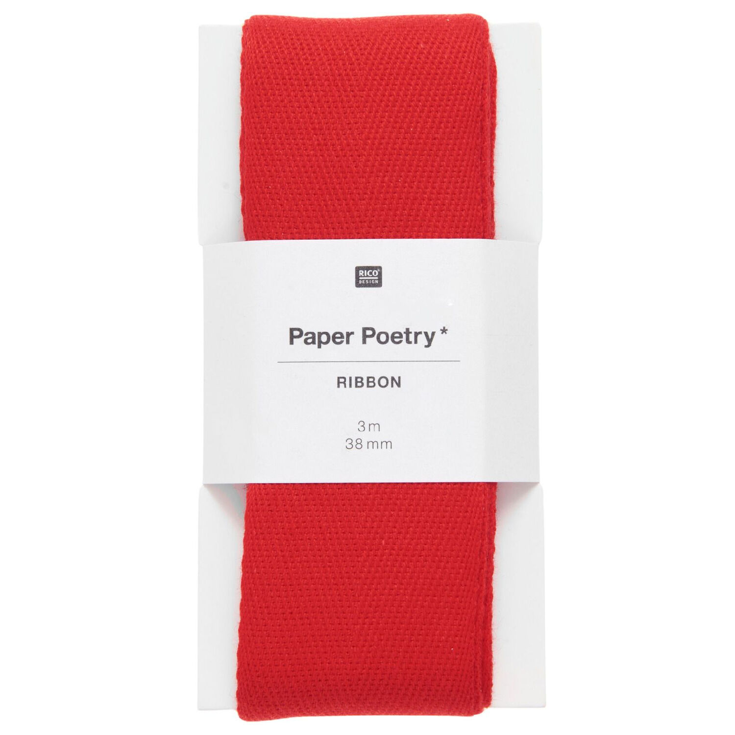 Baumwollband, 100% Baumwolle, Rot, 38 mm x 3 m