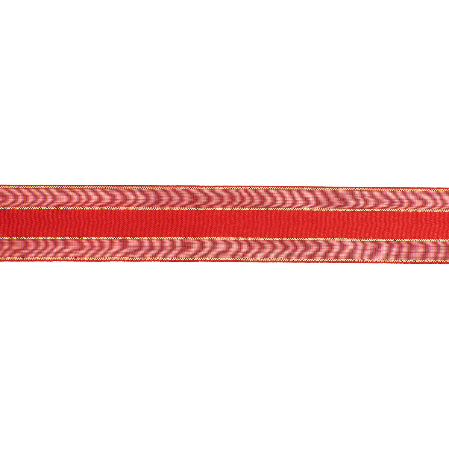 Organzaband, Rot-Gold, 25 mm x 3 m Bild 2