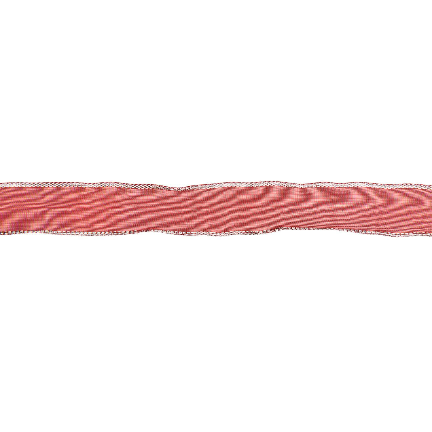 Organzaband mit Drahtkante, Rot-Silber, 19 mm x 3 m Bild 2