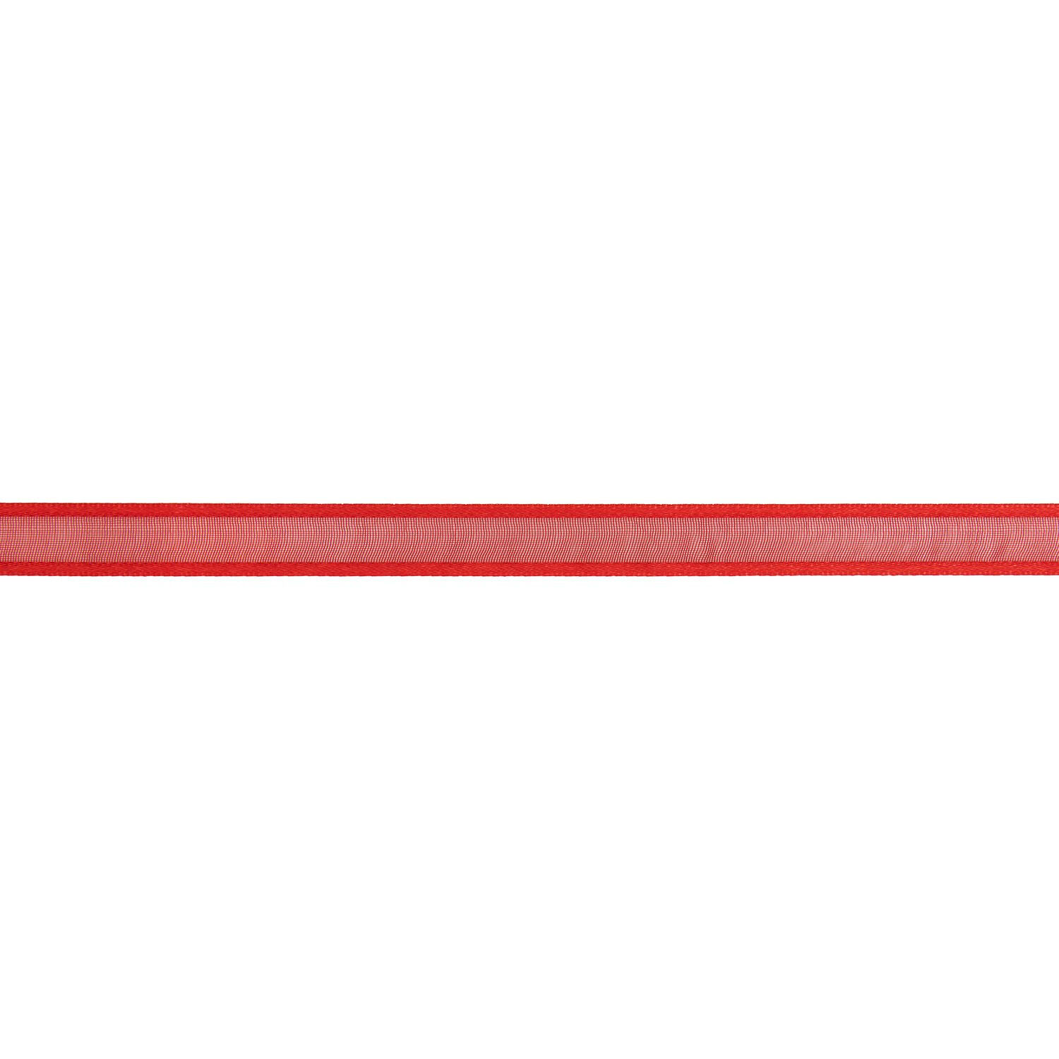 Organzaband, 100% Nylon, Roter Rand, 9 mm x 3 m Bild 2