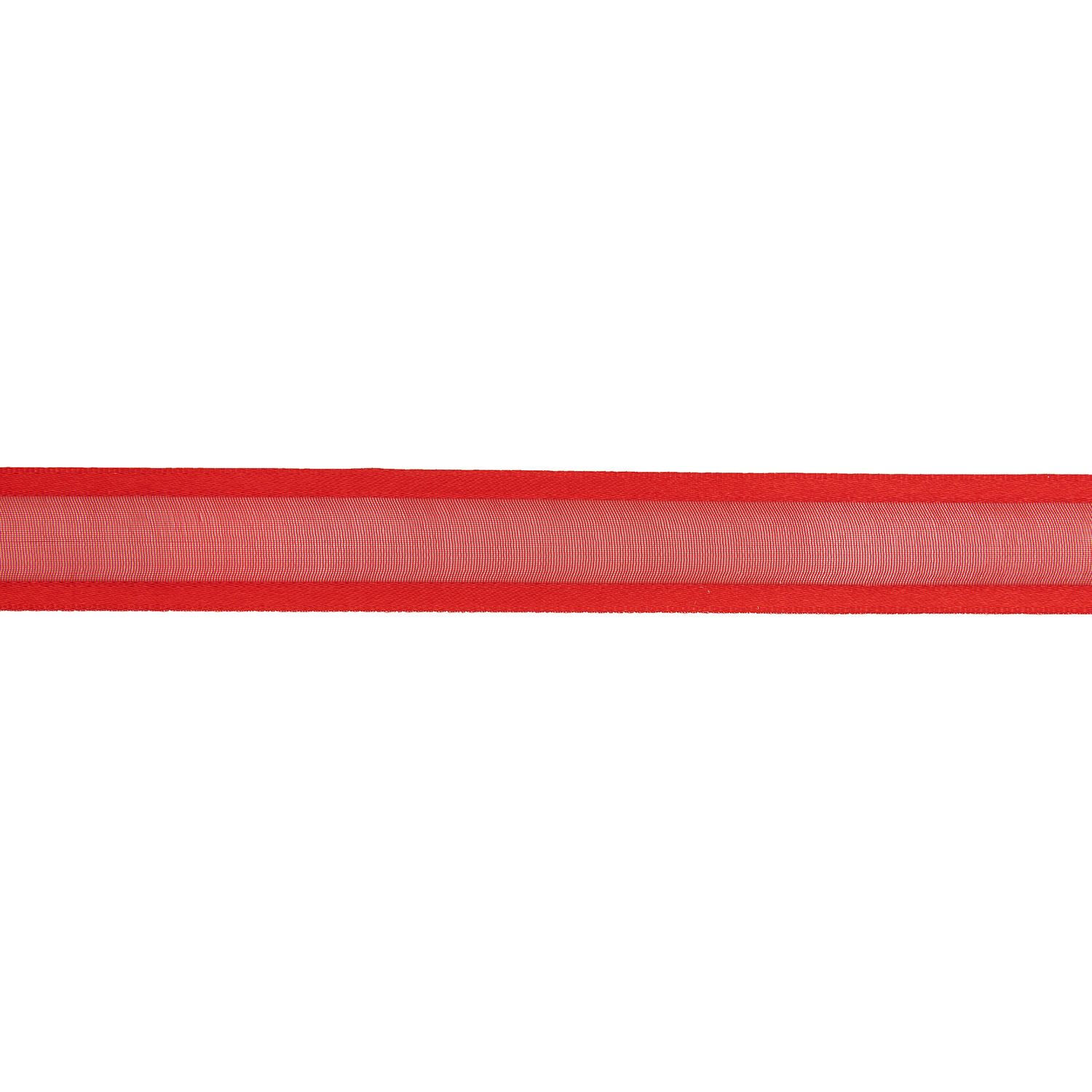 Organzaband, 100% Nylon, Roter Rand, 19 mm x 3 m Bild 2