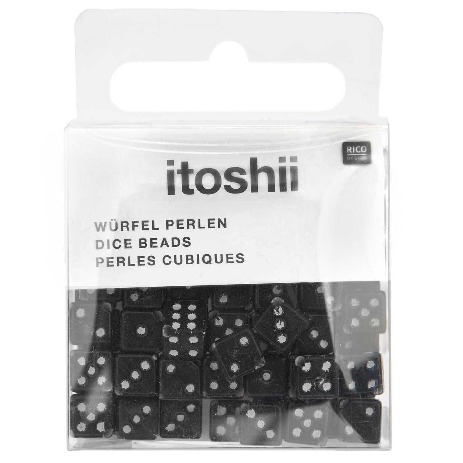 Kunststoff-Perlen Itoshii, Wrfel, 6 x 6 x 6 mm, 96 Stk, Classic Schwarz Bild 2