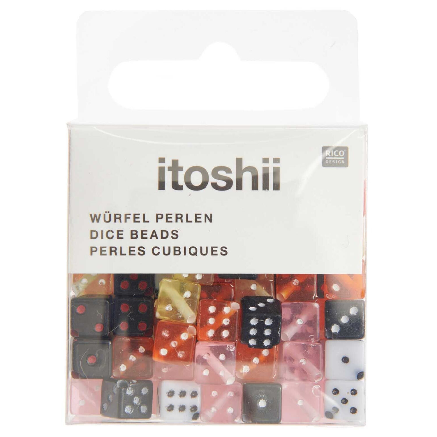 Kunststoff-Perlen Itoshii, Wrfel, 6 x 6 x 6 mm, 96 Stk, Multicolor Bild 2