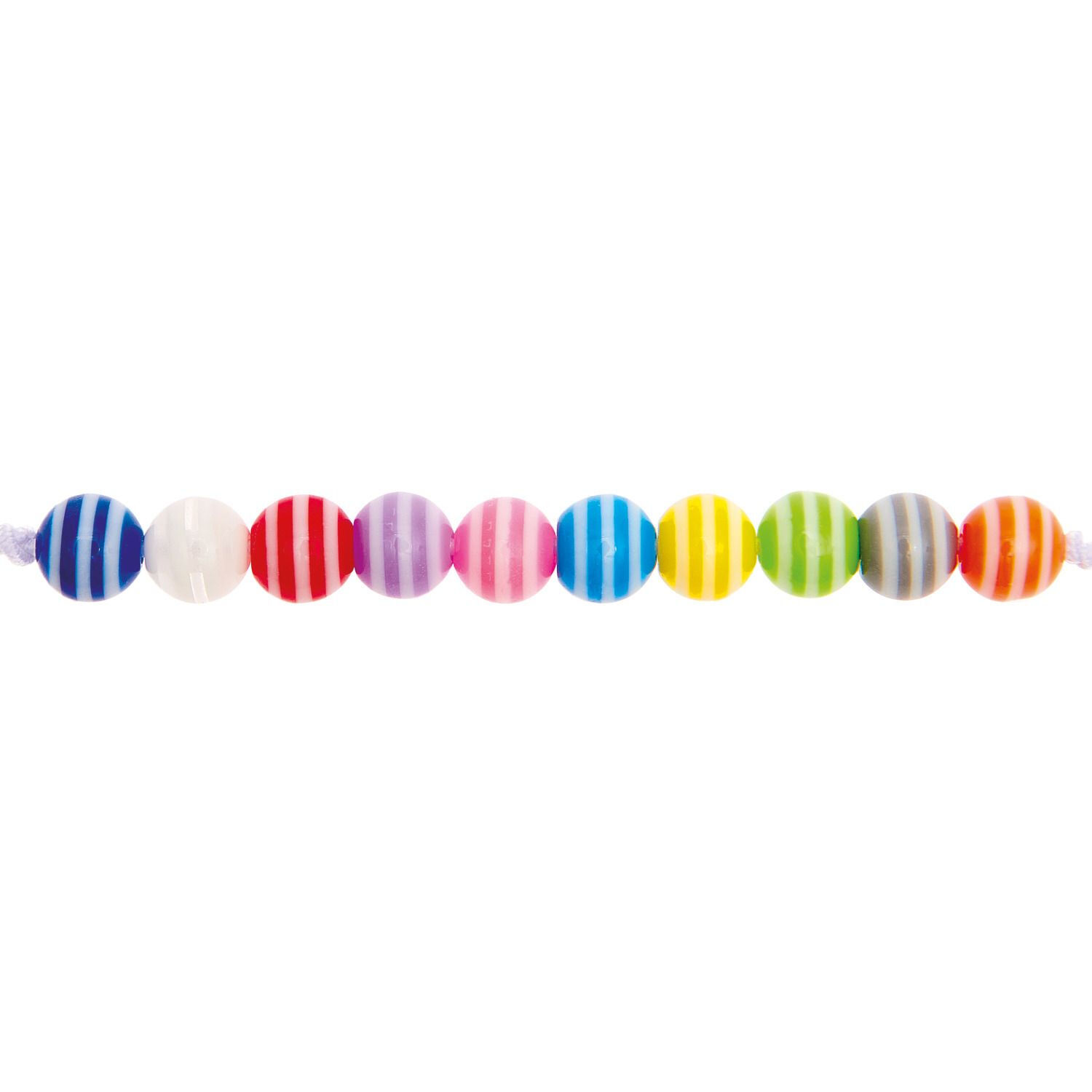 Kunststoff-Perlen, Itoshii, gestreift, rund, 6 mm, 65 Stk, Bunt