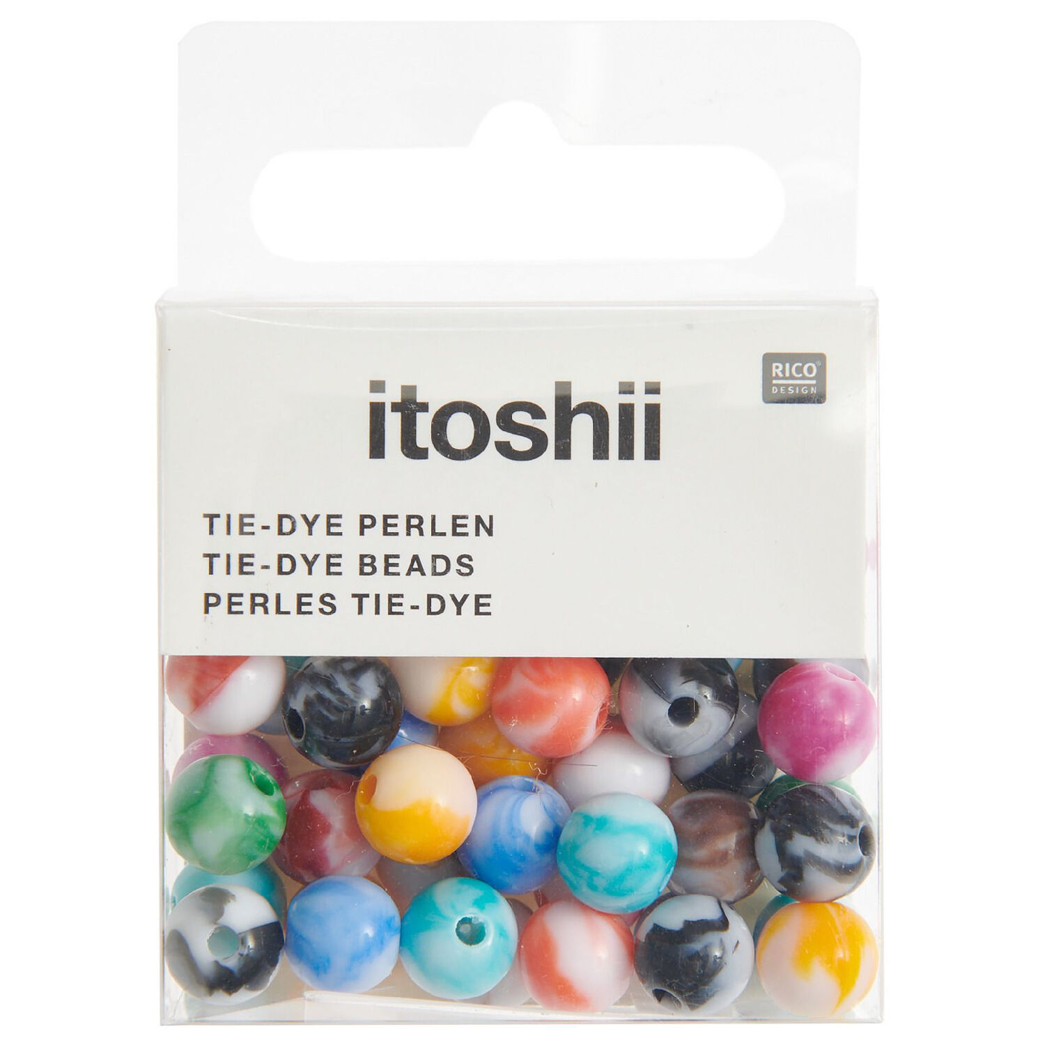 Kunststoff-Perlen, Itoshii, rund, 8 mm, 48 Stk, Tie-dye Farbmix Bild 2