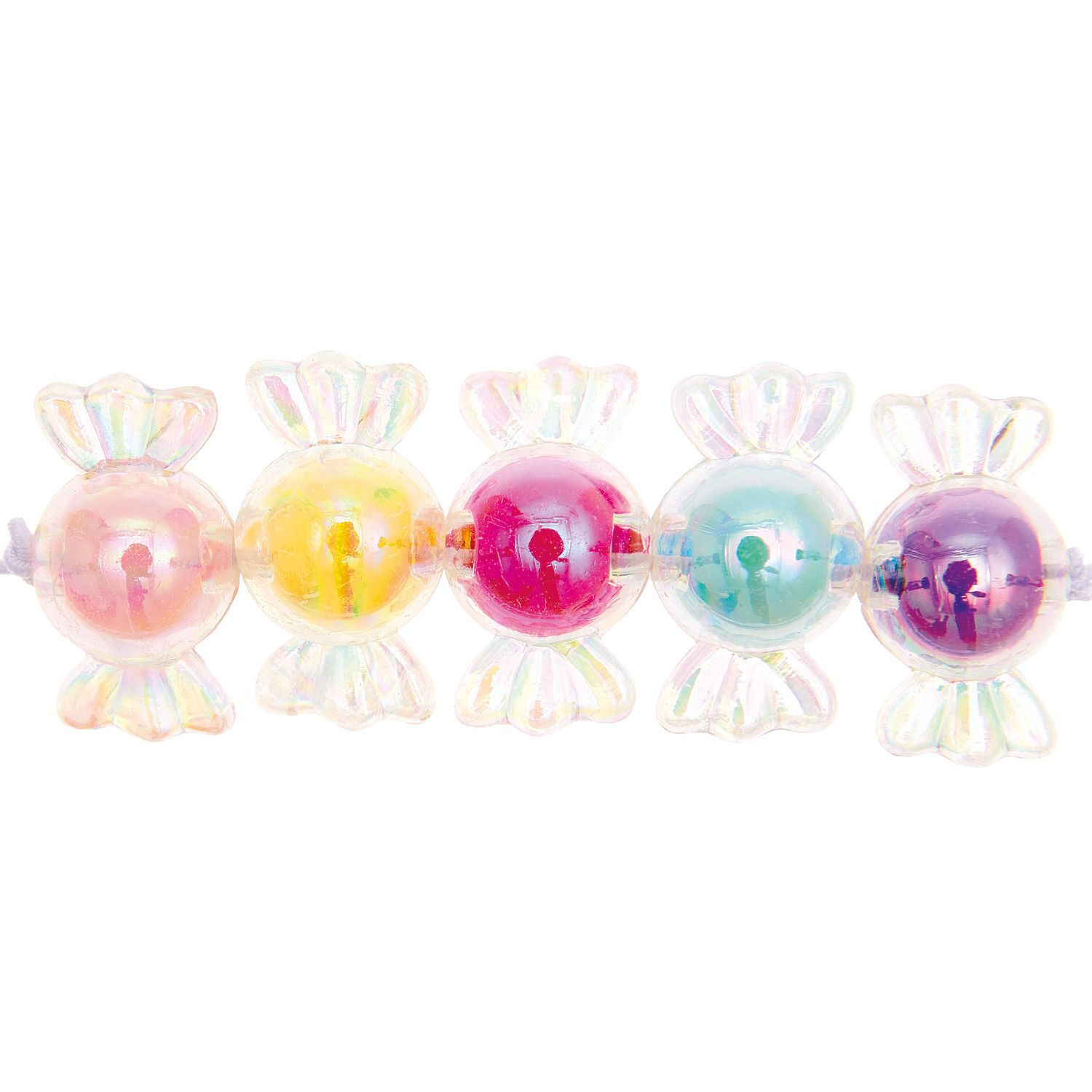 Kunststoff-Perlen Itoshii, Bonbon, transparent, 22 x 12 x 12 mm, 6 Stk, Bunt